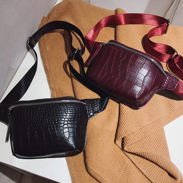 Sac Banane Bandoulière Femme En Laine - Imprimé Léopard - Taille Moyenne